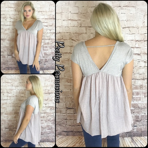 CLEARANCE‼️ NWT Dusty Pink & Taupe Babydoll Top - Picture 3 of 4