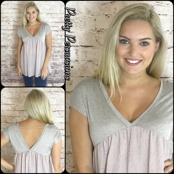 CLEARANCE‼️ NWT Dusty Pink & Taupe Babydoll Top - Picture 4 of 4