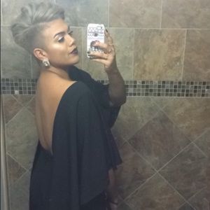 Cape style open back jumpsuit