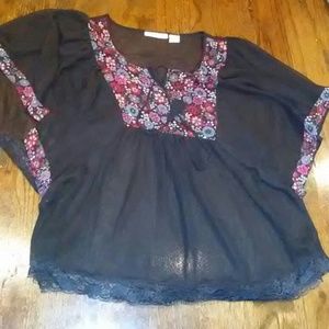 Sheer batwing top