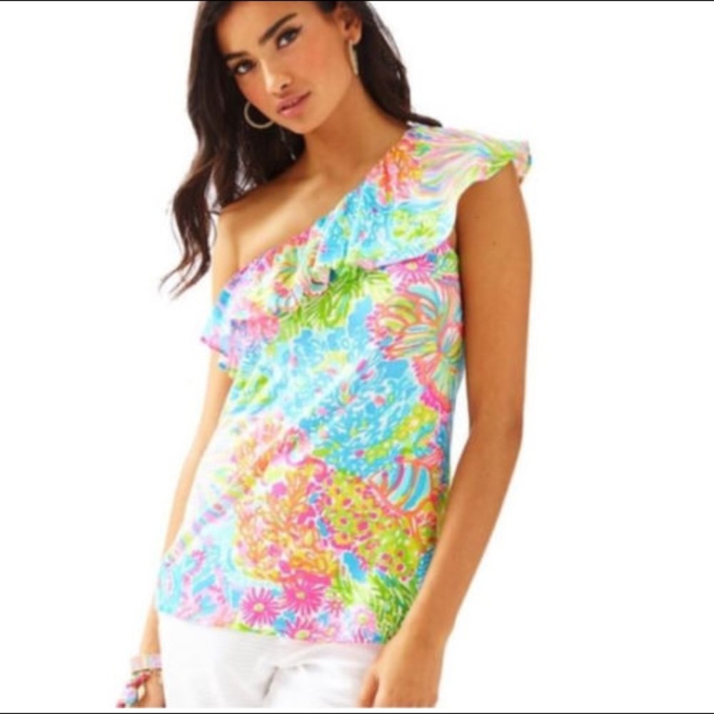 Neveah One Shoulder Top Seaspray