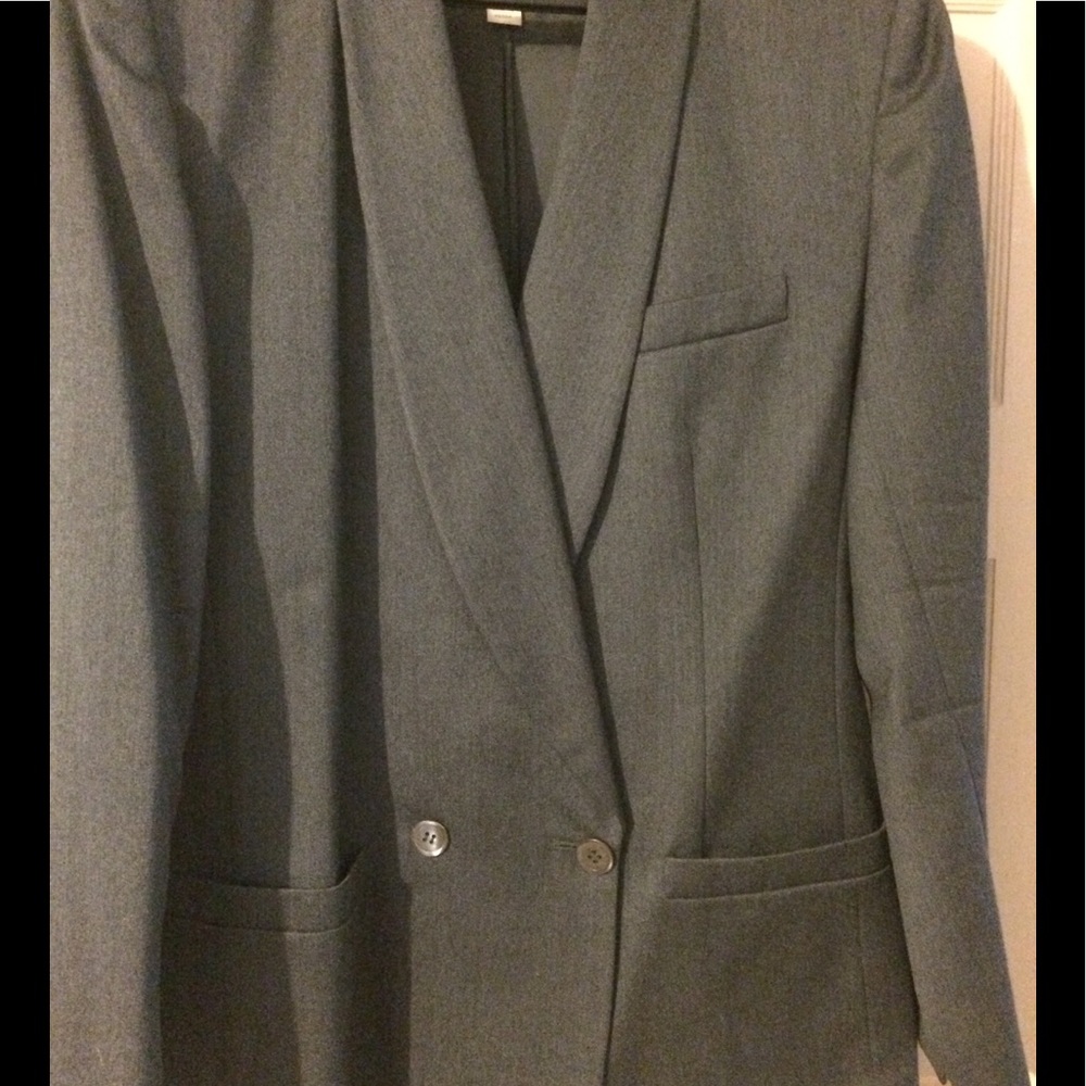 LIZ CLAIBORNE double breasted wool blazer charcoal