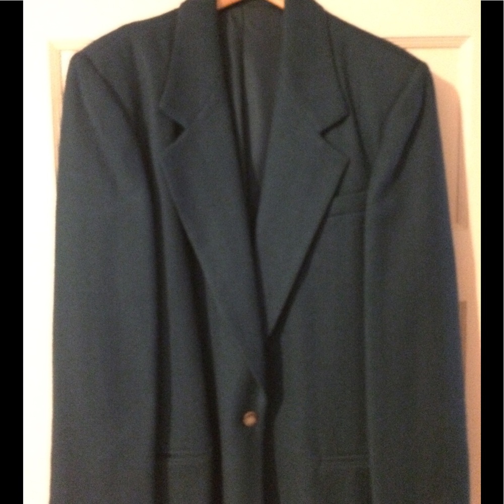 LANDS’ END dark teal wool blazer