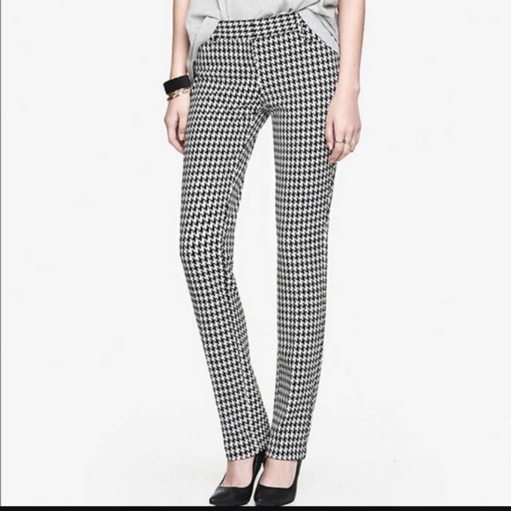 Express Black & White Houndstooth Columnist pants