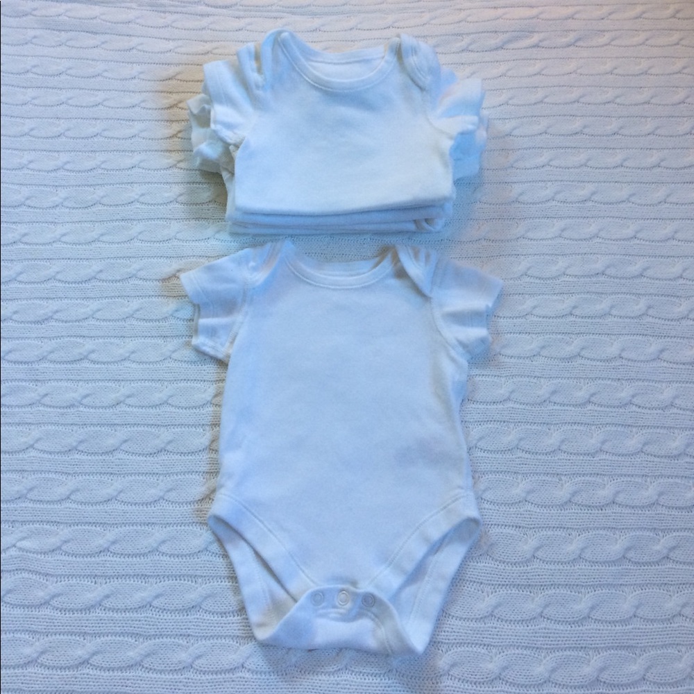 7 M&S Short Sleeve White Cotton Onesies