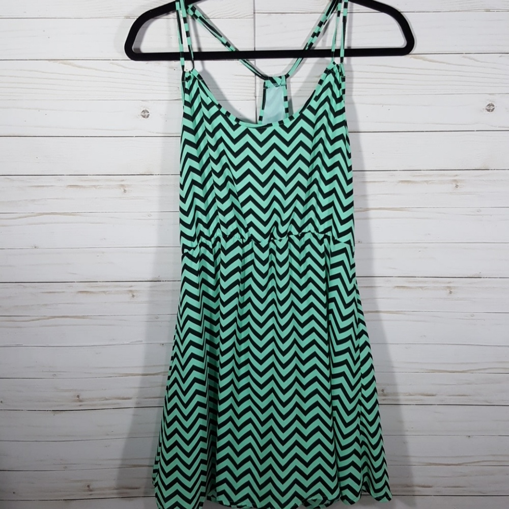 Annabelle Mint Chevron Strappy Dress Size S