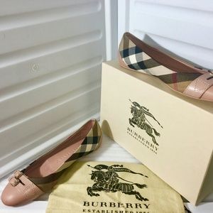 Burberry Belt Detail House Check Ballerinas