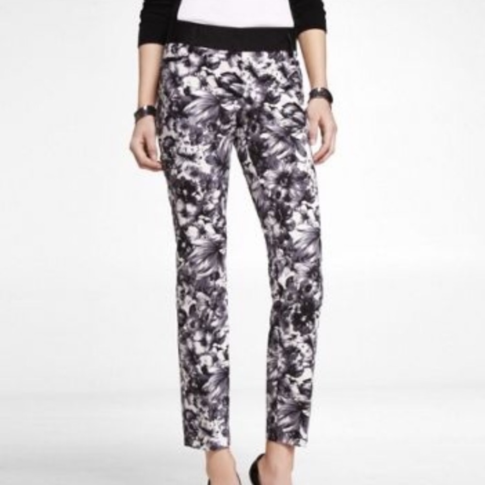 Express Floral Print Columnist Pant** resized