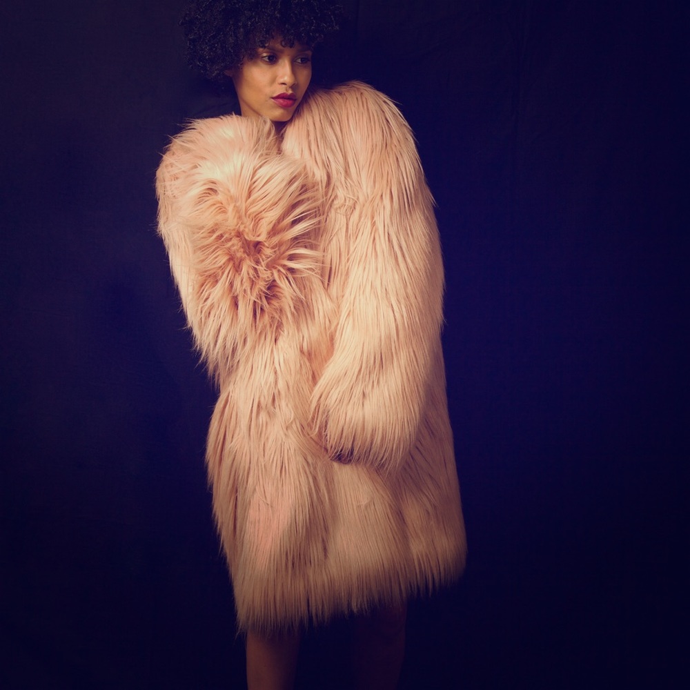 BCBG Runway Shaggy Faux Fur Coat