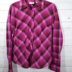 EUC New York & Company Pink Button Down Size M