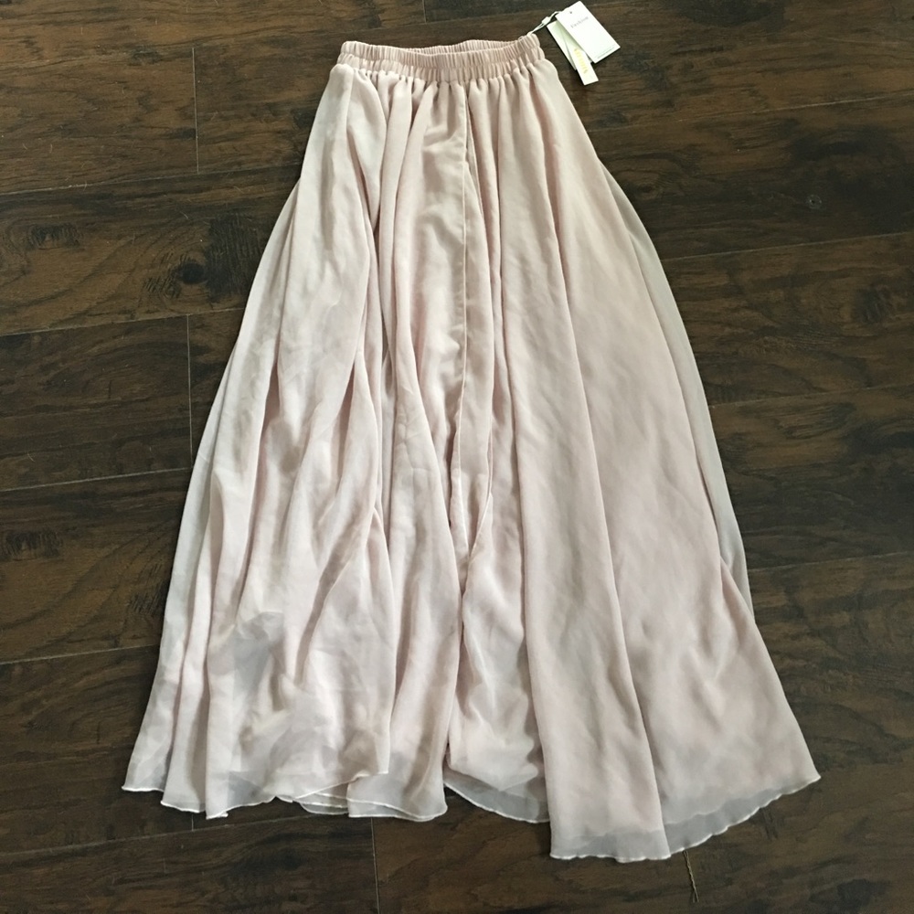 Pale pink chiffon maxi skirt