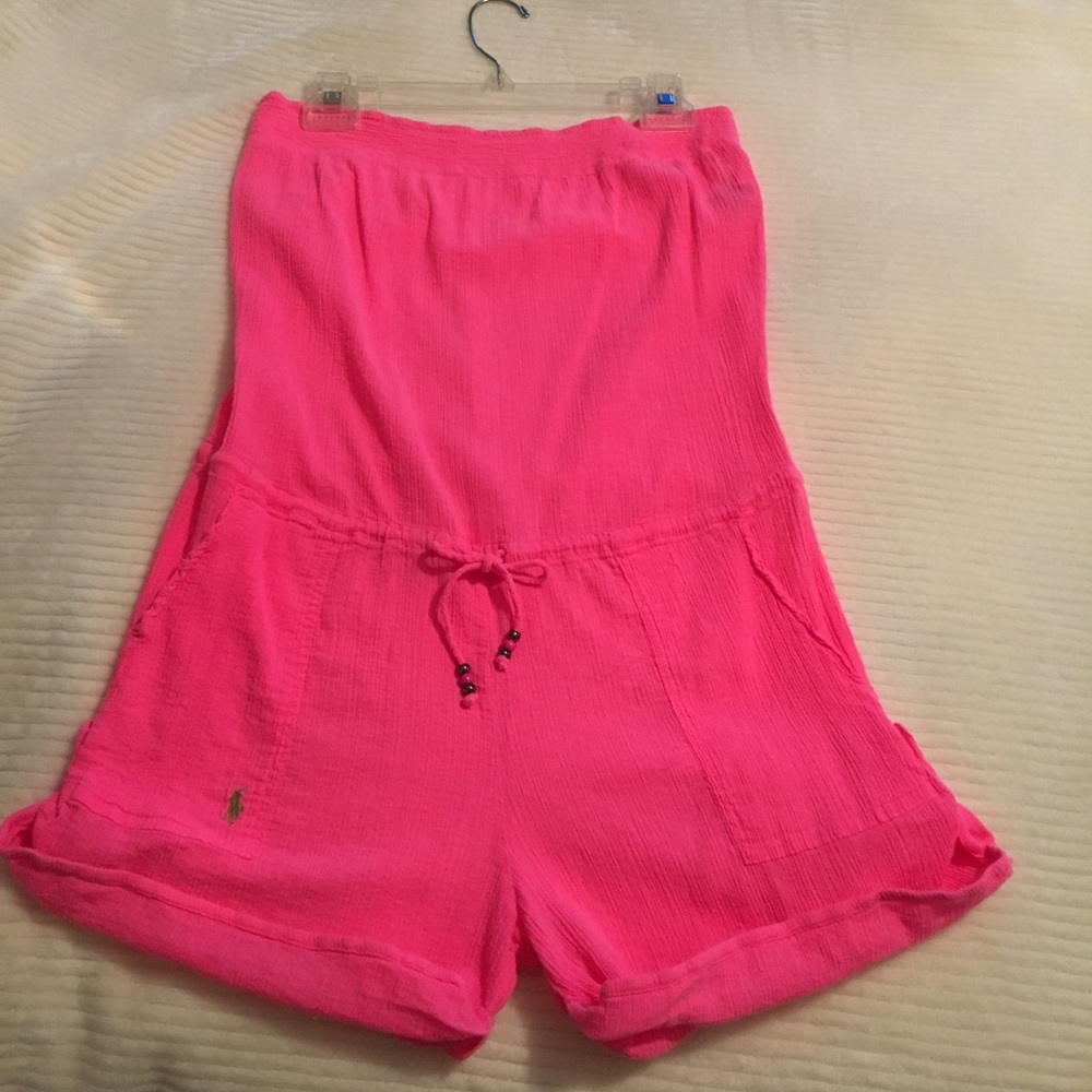 Strapless romper hot pink Medium Ralph Lauren polo