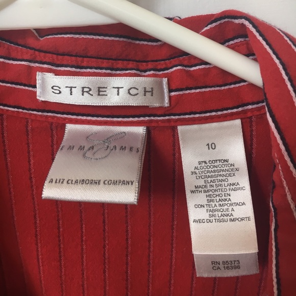 Red Striped button up - Picture 2 of 3