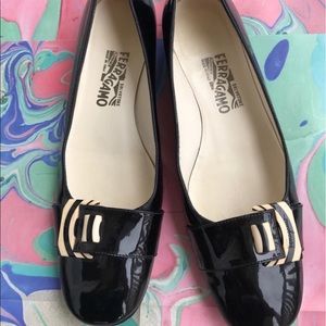 Salvatore Ferragamo Black Patent Leather
