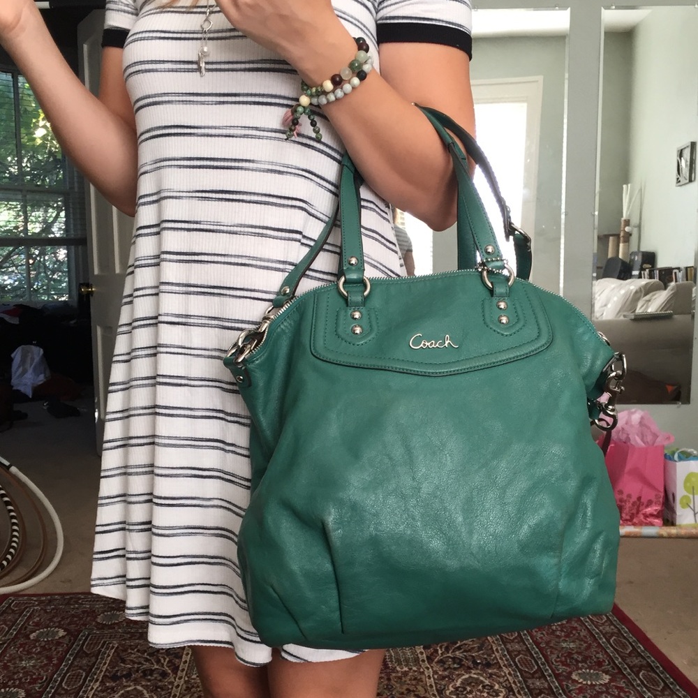 beautiful deep teal coach crossbody