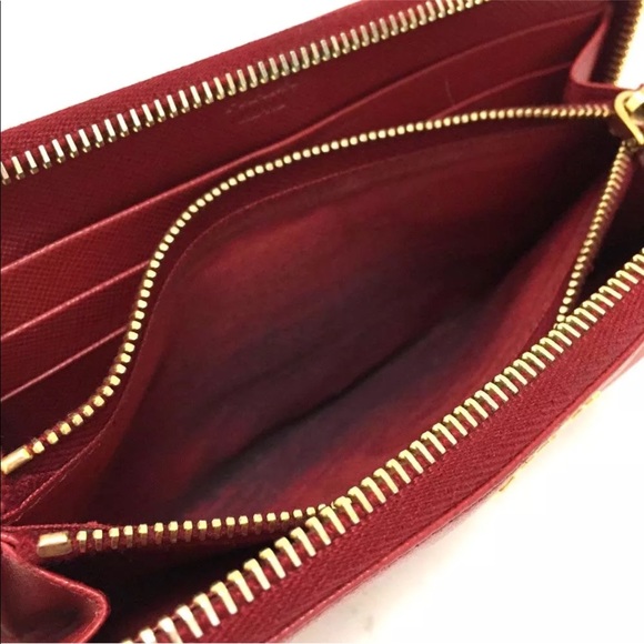 PRADA Saffiano Red Leather Zip Around Long Wallet/ - Picture 6 of 8