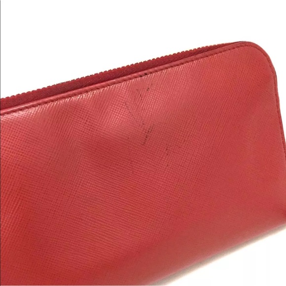 PRADA Saffiano Red Leather Zip Around Long Wallet/ - Picture 8 of 8