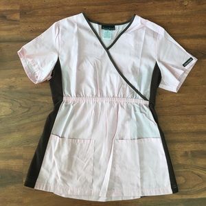 Pink and brown scrub top