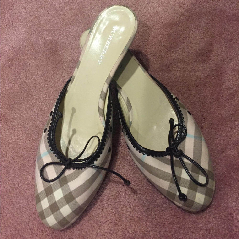 Burberry Pink/Brown Plaid Kitten Heels 37 1/2
