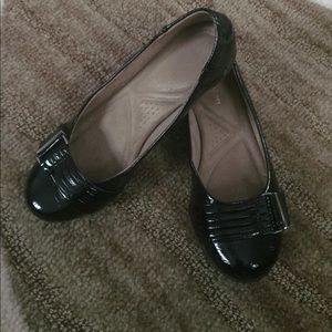 Black flats-size 8wide - only worn once!