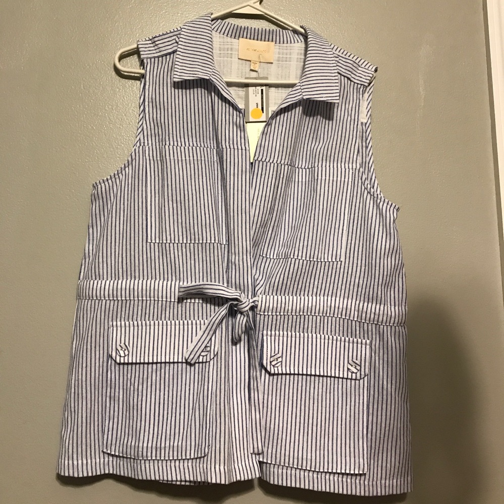 Striped tie waist vest