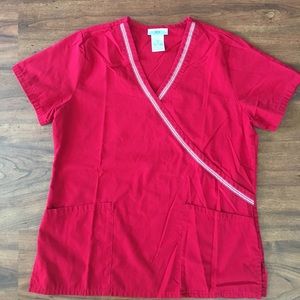Red scrub top. Size small