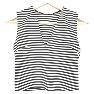 Zara black and white stripe crop top sz S