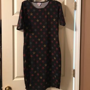 SizeM Lula Roe black with stars Julia dress