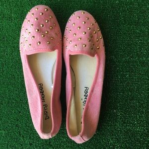 Dirty Laundry gold studded pink canvas flats