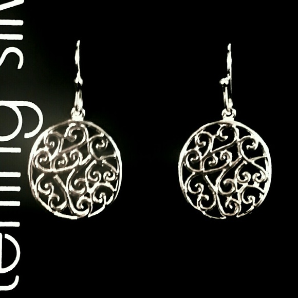 ❌(SOLD💯)💋 Genuine Sterling Silver Dangle Filgree Earrings - Picture 2 of 5