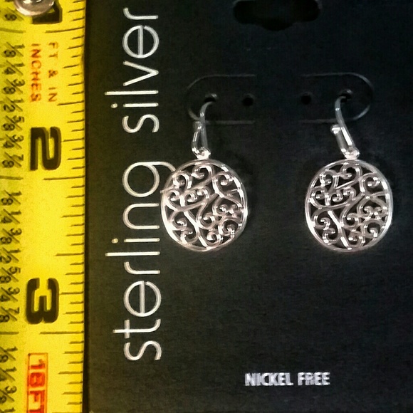❌(SOLD💯)💋 Genuine Sterling Silver Dangle Filgree Earrings - Picture 4 of 5