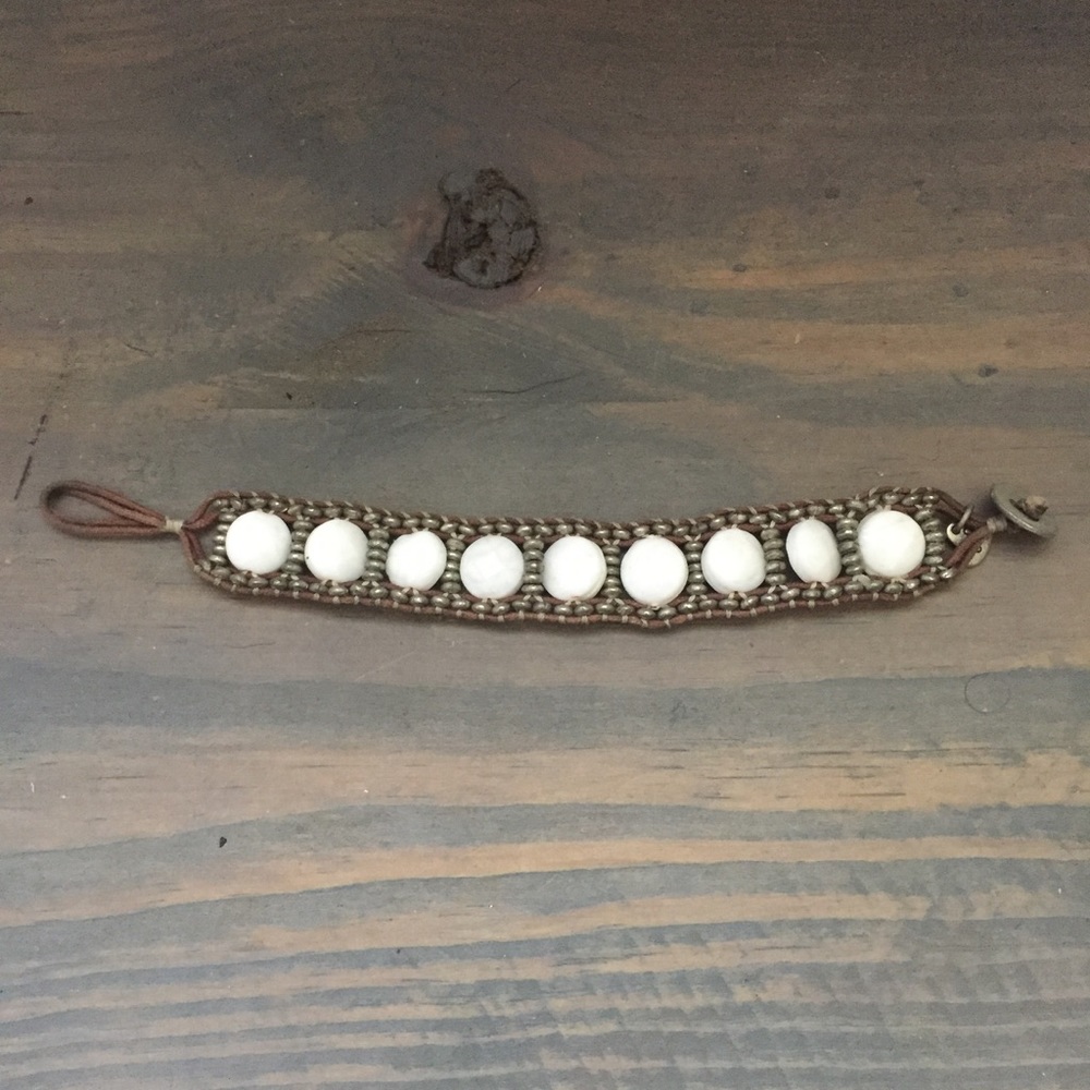 White Bead Single Wrap Bracelet