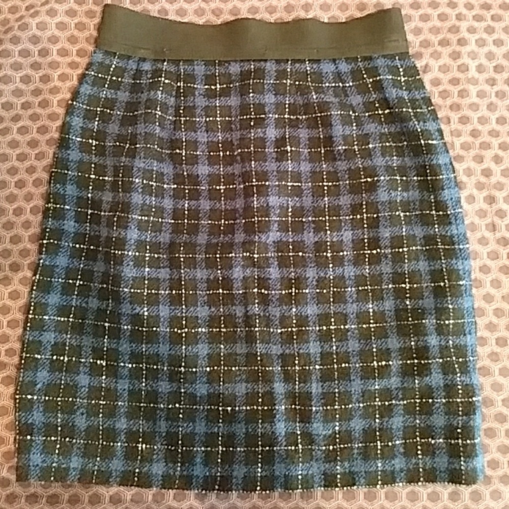Plaid midi pencil skirt (M)
