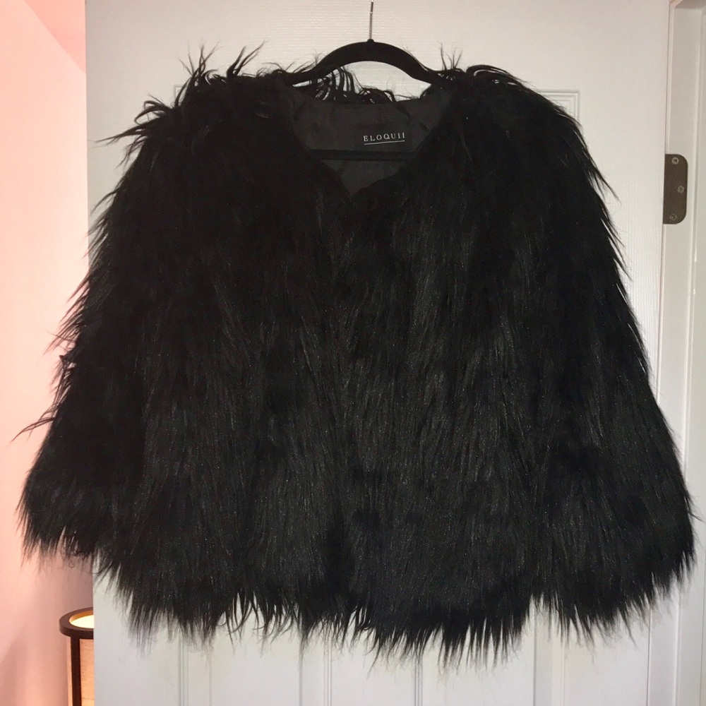 Eloquii, Black Faux Fur jacket, Size 24