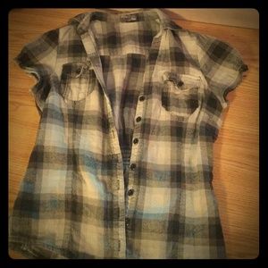 Black flannel button-up shirt
