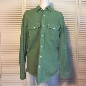 LANDS ENDNWOT MENS CANVAS GREEN BUTTON DOWN LANDS ENDNWOT MENS CANVAS GREEN BUTTON DOWN
