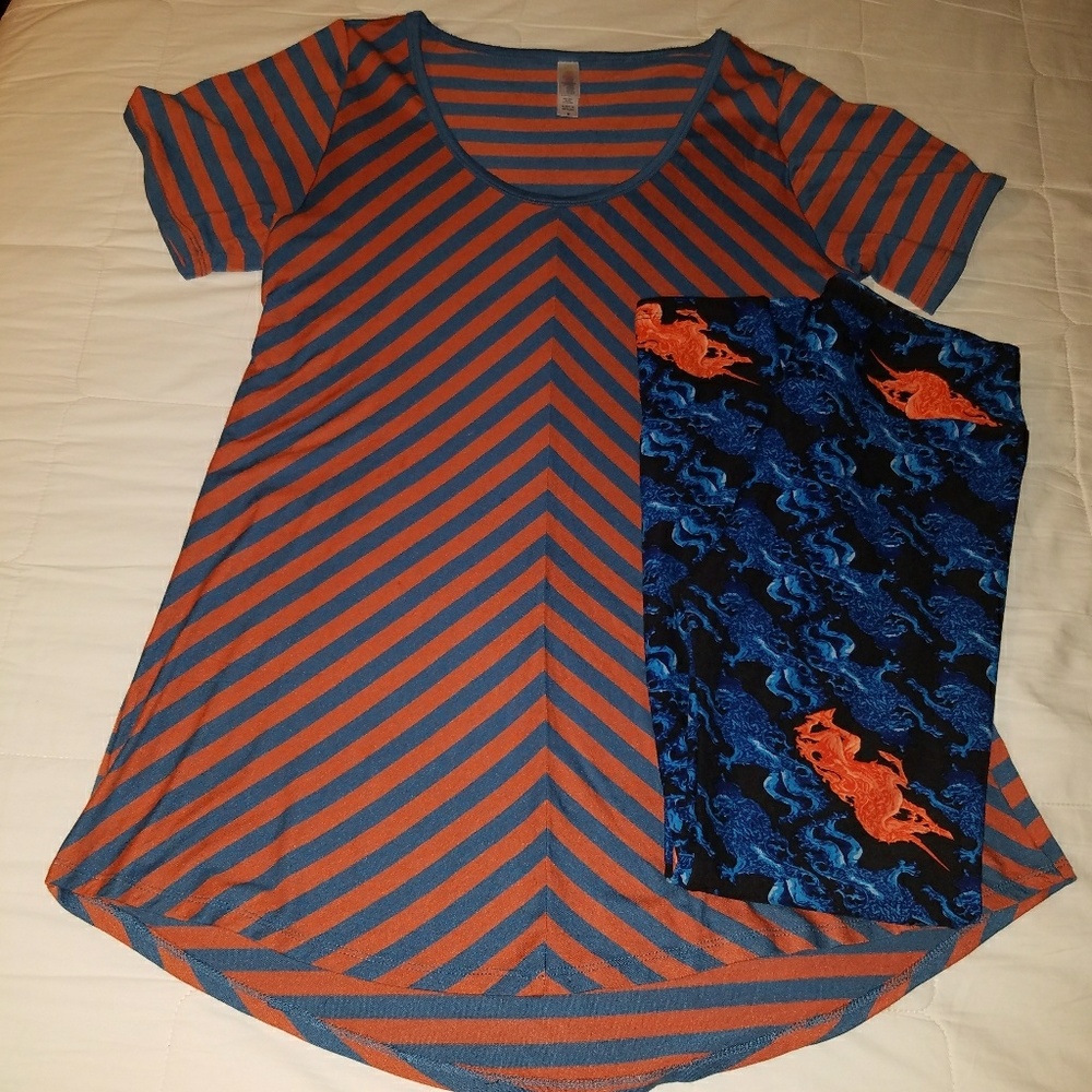 LuLaRoe unicorns & lions M classic T & OS leggings