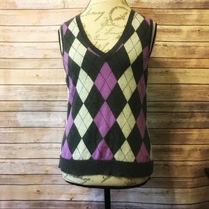 ➡️Tommy Hilfiger purple and grey argyle vest
