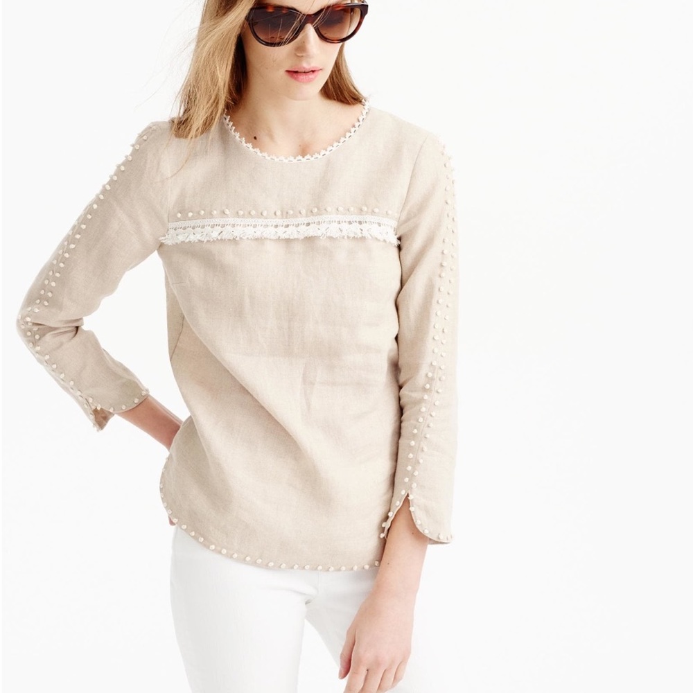 J.Crew Embroidered Linen Top