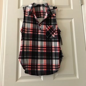 New with tags plaid and lace tank top