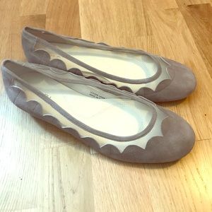 Tahari suede scallop flats