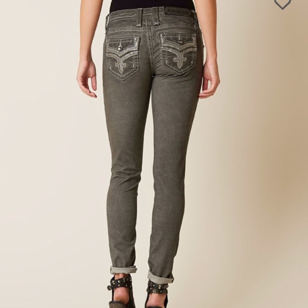 Grey rock revival skinny jeans