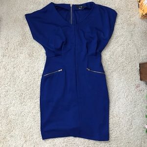 Blue mini dress with zippers