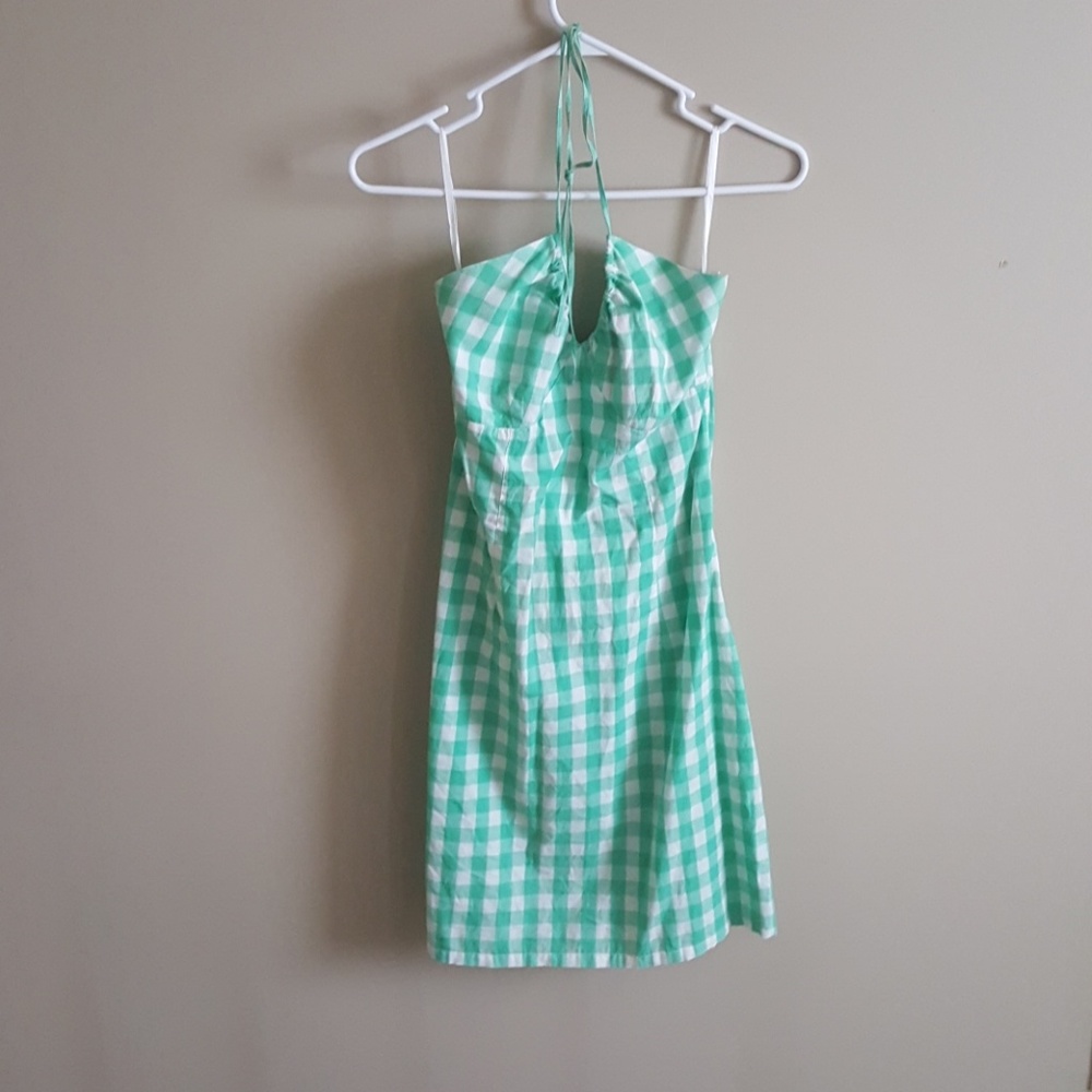 Green and white checkered h&m summer dress
