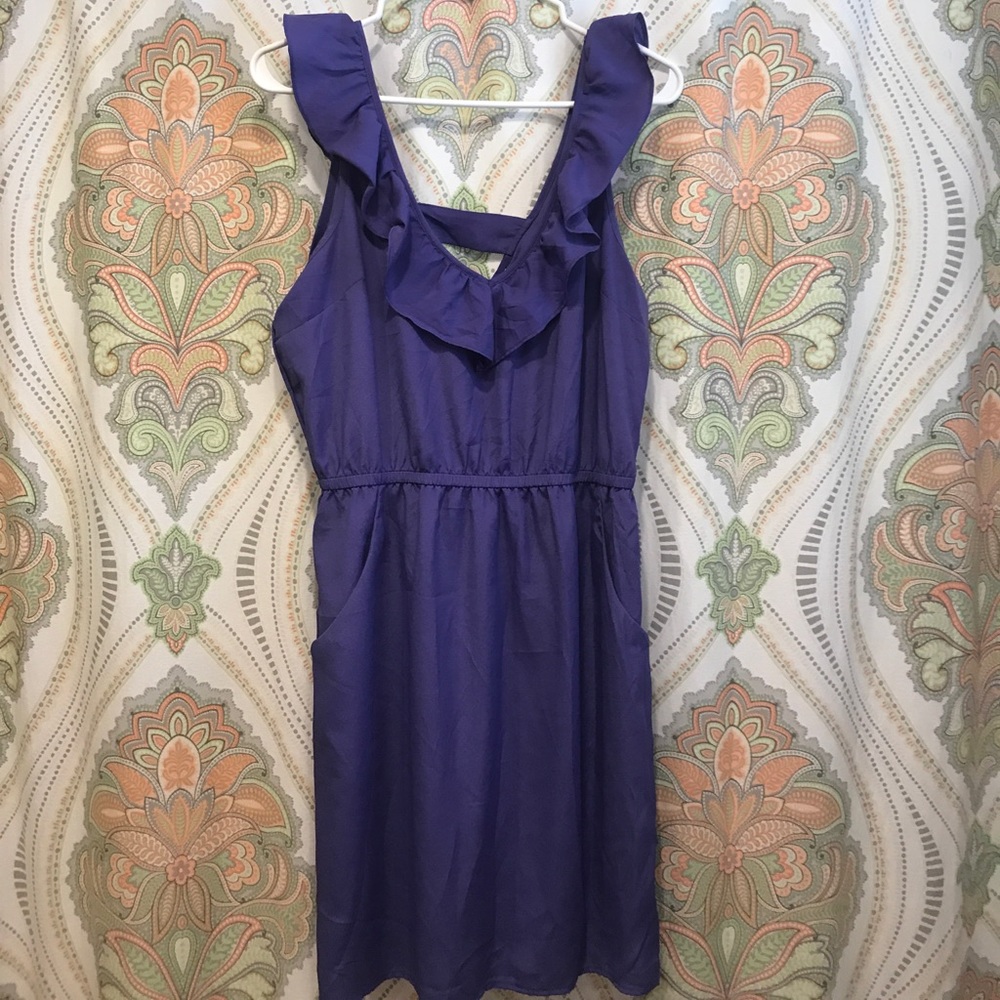 Purple Sleeveless Casual Dress