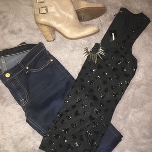 Express Sequin Heart Tank - NWT