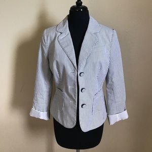 Grey and white striped blazer