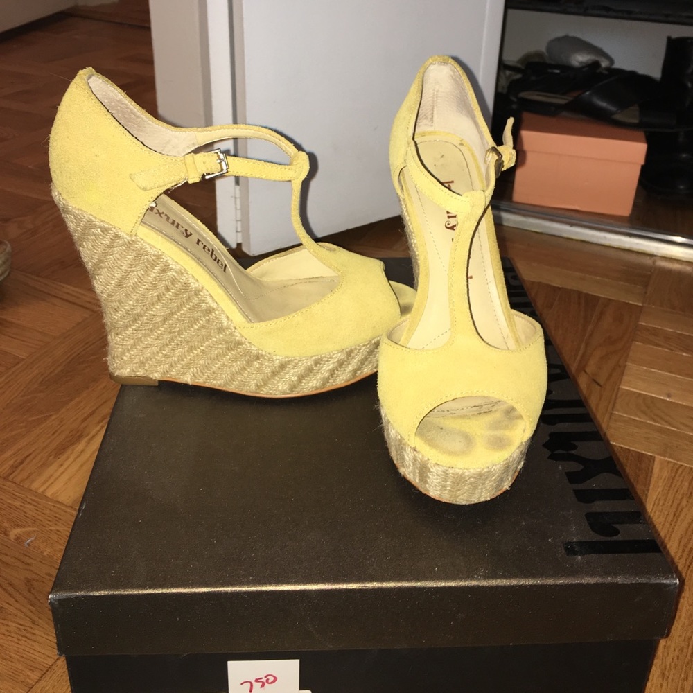 Yellow Suede Wedges