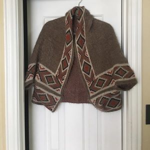 Brown patterned open cardigan