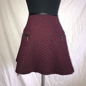 Maroon quilted skater skirt